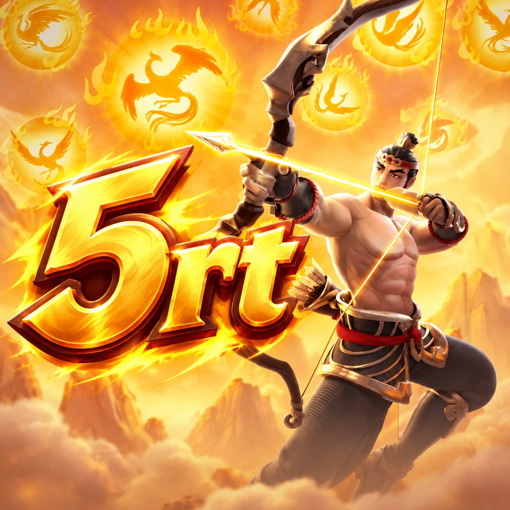 5rt menampilkan kesatria pemanah Hou Yi membidik busur dengan latar matahari berapi dalam game Legend Of Hou Yi